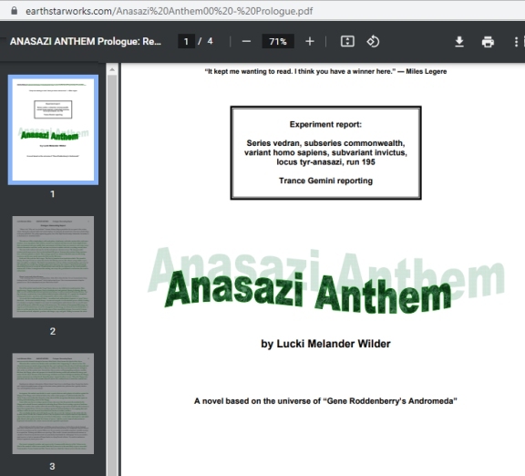 Title pg of "Anasazi Anthem" online